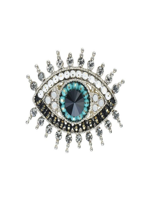 VVCome Retro Evil Eye Brooch Fashion Unique Crystal Pearl Abstract Eyes Brooches Pin Badge for Women Bridal Jewelry Gift (Blue) - Image 1